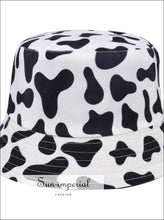 Reversible Black White Cow Pattern Women Bucket Hat SUN-IMPERIAL United States