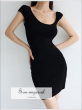 Ribbed Asymmetric Neck Bodycon Mini Dress - Sun Imperial (photo 5)