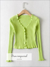 Ribbed Cardigan with Frill Trim - Sun Imperial (photo 1)