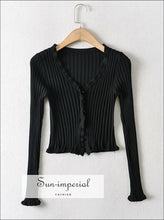 Ribbed Cardigan with Frill Trim - Sun Imperial (photo 2)