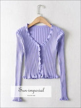 Ribbed Cardigan with Frill Trim - Sun Imperial (photo 6)