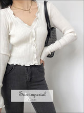 Ribbed Knit Cardigan with Ruffle Trim - Sun Imperial (photo 3)