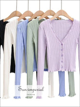 Ribbed Knit Cardigan with Ruffle Trim - Sun Imperial (photo 4)