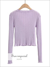Ribbed Knit Cardigan with Ruffle Trim - Sun Imperial (photo 6)