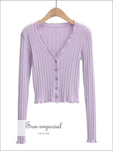 Ribbed Knit Cardigan with Ruffle Trim - Sun Imperial (photo 8)
