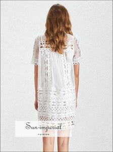 Rickie Dress - Vintage Women Lace Black and White Short Sleeve Loose Mini Casual, Length Straight, Sleeve, vintage, SUN-IMPERIAL United 