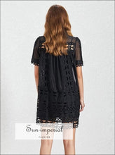 Rickie Dress - Vintage Women Lace Black and White Short Sleeve Loose Mini Casual, Length Straight, Sleeve, vintage, SUN-IMPERIAL United 
