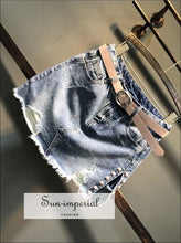 Ripped Denim Skirt High Waist Mini Skirt Women A-line Split Jeans Skirt S- 2xl