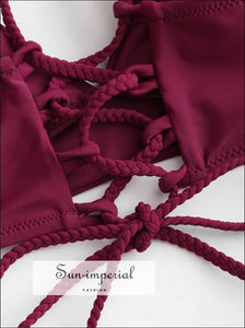 Rope Strap Lace up Plain Bikini top SUN-IMPERIAL United States