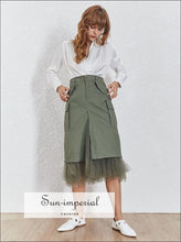 Rory Skirt - Mesh High Waist Split Midi Patchwork Skirts, Skirts For Women, Spring 2019, Streetwear, Vintage SUN-IMPERIAL United States