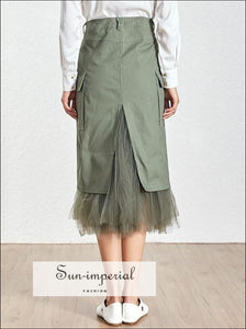 Rory Skirt - Mesh High Waist Split Midi Patchwork Skirts, Skirts For Women, Spring 2019, Streetwear, Vintage SUN-IMPERIAL United States