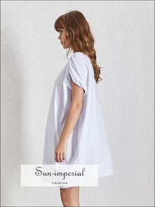 Rosemary Dress- Mini Slit Dress V Neck Cloak Sleeve Loose Satin Midi Big Size, Sleeve, Sleeveless Dress, Neck, vintage SUN-IMPERIAL United 