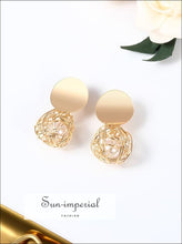 Round Dangle Drop Korean Earrings for Women Geometric Sequin Gold Earring Wedding Jewelry SUN-IMPERIAL United States