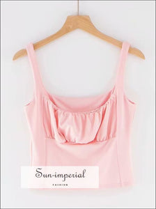 Ruched Bust Cami Short Tank top -pink