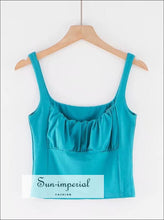 Ruched Bust Cami Short Tank top - Turquoise