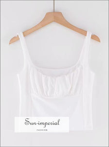 Ruched Bust Cami Short Tank top - White