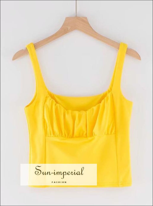 Ruched Bust Cami Short Tank top - Yellow