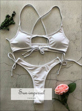 Ruched Keyhole Cheeky Bikini Swimsuit - White