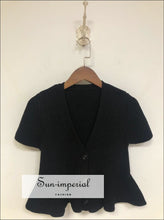 Ruffle Hem Single-Breasted Knit Sweater Cardigan - Sun Imperial (photo 1)
