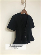 Ruffle Hem Single-Breasted Knit Sweater Cardigan - Sun Imperial (photo 2)