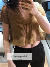 Ruffle Hem Single-Breasted Knit Sweater Cardigan - Sun Imperial (photo 4)