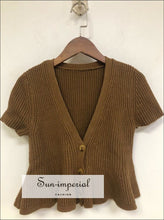 Ruffle Hem Single-Breasted Knit Sweater Cardigan - Sun Imperial (photo 5)