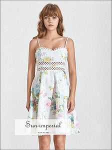 Saint Ann Dress - Casual Vintage a Line Floral Print Lace Midi Dress V Neck Sleeveless