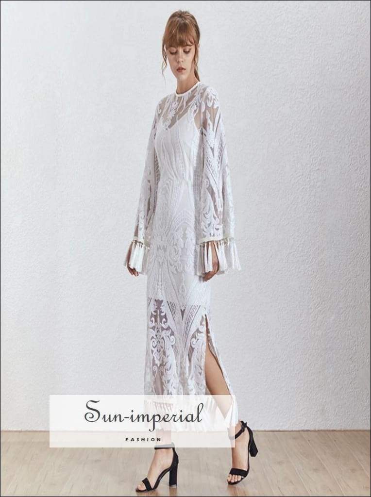 Sun-imperial - sam dress - vintage white lace maxi 2 layers