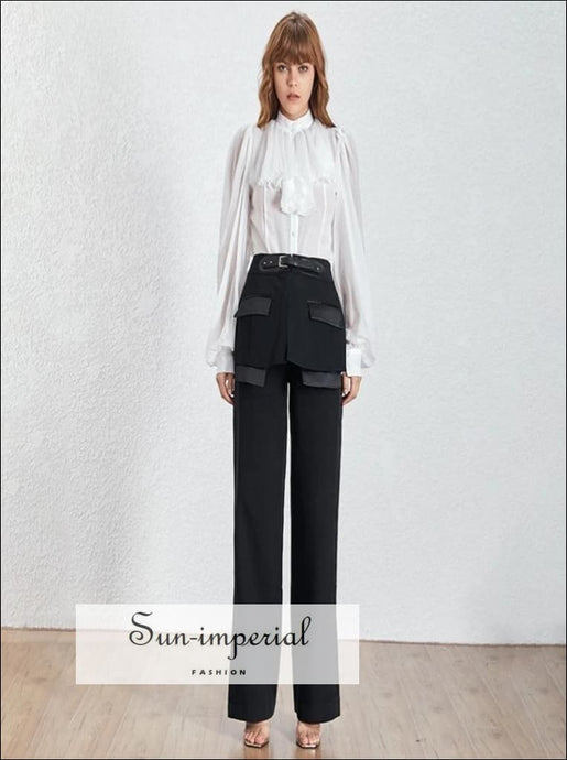 Sasha Pants - Women Casual Solid High Waist Trousers Wide Leg Work Wear Pants