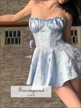 Satin Strapless Jacquard A-line Corset Style Mini Dress A-Line Sun-Imperial United States