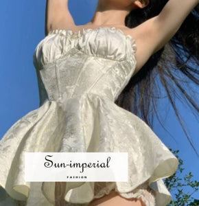 Satin Strapless Jacquard A-line Corset Style Mini Dress A-Line Sun-Imperial United States