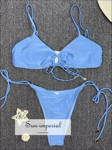Scalloped String Bikini Swimsuit - Multi Blue SUN-IMPERIAL United States