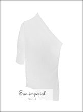 Scarlett top - Solid Black and White Asymmetrical off Shoulder Women’s T Shirt Off Shoulder, Collar, Summer Slim Clothing, vintage, 