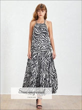Selah Dress- Striped Print Dresses Halter Sleeveless Maxi Party Backless Bandage Halter, Dresses, Sleeveless, Print, vintage SUN-IMPERIAL 