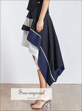 Sia Skirt -vintage Striped Women’s High Waist Hem Asymmetrical Midi Casual, Waist, Skirts Female, Skirt, vintage SUN-IMPERIAL United States