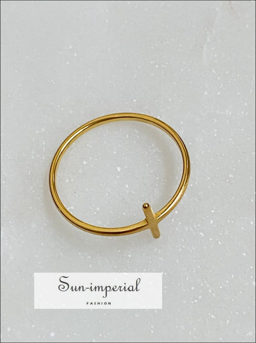 Gold Plated Side Cross Ring Sun-Imperial United States