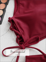 Side Lace-up Padded Tankini Swimsuit Bikini Set