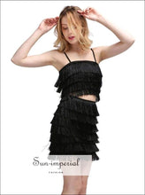 Siena Skirt Set - Two Piece off Shoulder Sleeveless Crop Tops High Waist Dress Off Shoulder, Sexy Tassel, Tops, Set, vintage SUN-IMPERIAL 