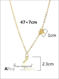 Simple Star & Moon Pendant Necklace for Women SUN-IMPERIAL United States