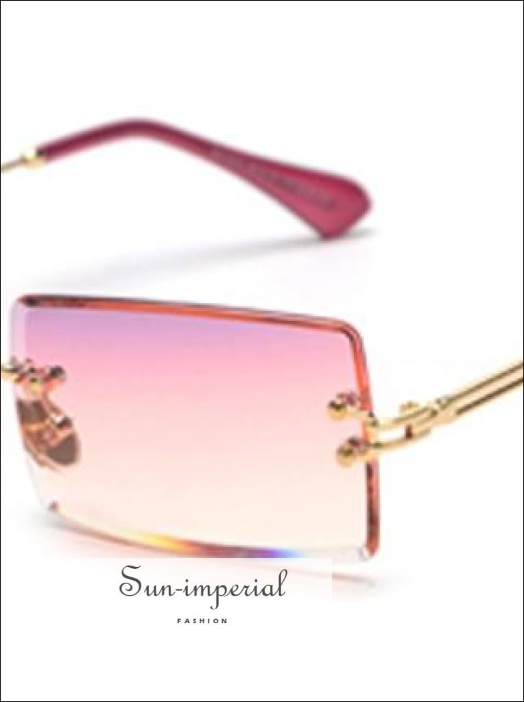 Small Rectangle Women Sunglasses Rimless Square Sun Glasses Green Brown SUN-IMPERIAL United States