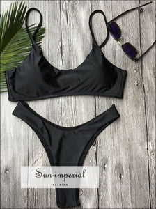 Solid Bikini High Waist Cut Brazilian Style Swimsuit Set SUN-IMPERIAL United States