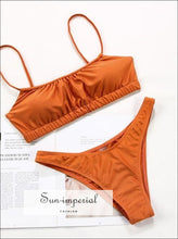 Solid Brown Underwire Ruched Push up Bikini Set SUN-IMPERIAL United States