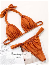 Solid Brown Underwire Ruched Push up Bikini Set SUN-IMPERIAL United States
