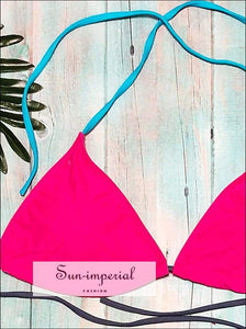 Solid Color Beach Swimwear Quick-drying Fashion Two-piece Strap Bikini Push-up Bra Low-necked