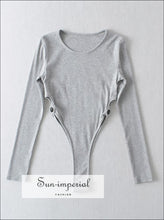 Solid Color Long Sleeved Bodysuit With Side Ring Cut Out Detail Sun-Imperial United States