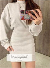 Solid Drey Simple Casual Women Long Sleeve O-neck Slim Mini Dress Basic style, casual chick sexy style SUN-IMPERIAL United States