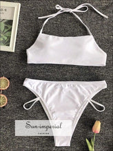 Solid Halter Bikini Set - White