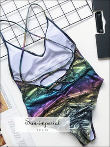 Solid One Piece Swimsuit with Buckle Belt Backless - Multi Colors 2 piece, piece set, backless, coulurfull, cut out SUN-IMPERIAL United 