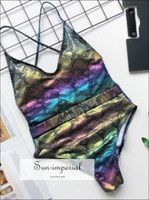 Solid One Piece Swimsuit with Buckle Belt Backless - Multi Colors 2 piece, piece set, backless, coulurfull, cut out SUN-IMPERIAL United 