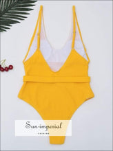 Solid One Piece Swimsuit with Buckle Belt Backless - Multi Colors SUN-IMPERIAL United States